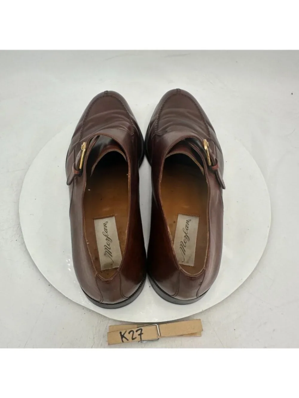Mezlan Winthrop Men Size 12M Brown Leather Split Toe Single Monk Dress Shoes